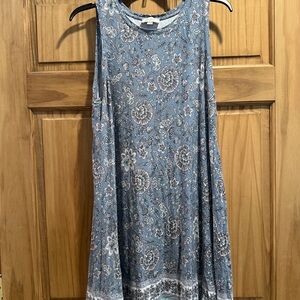 Floral Blue Sleeveless Dress